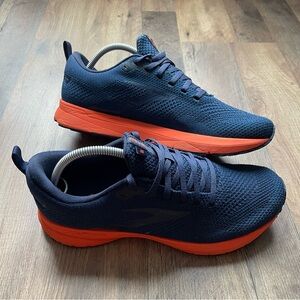 Brooks Navy and Orange Athletic Mens Sneakers